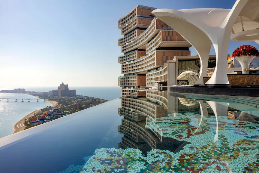 Atlantis The Royal stepped towers and sky bridge, Dubai, designed by KPF